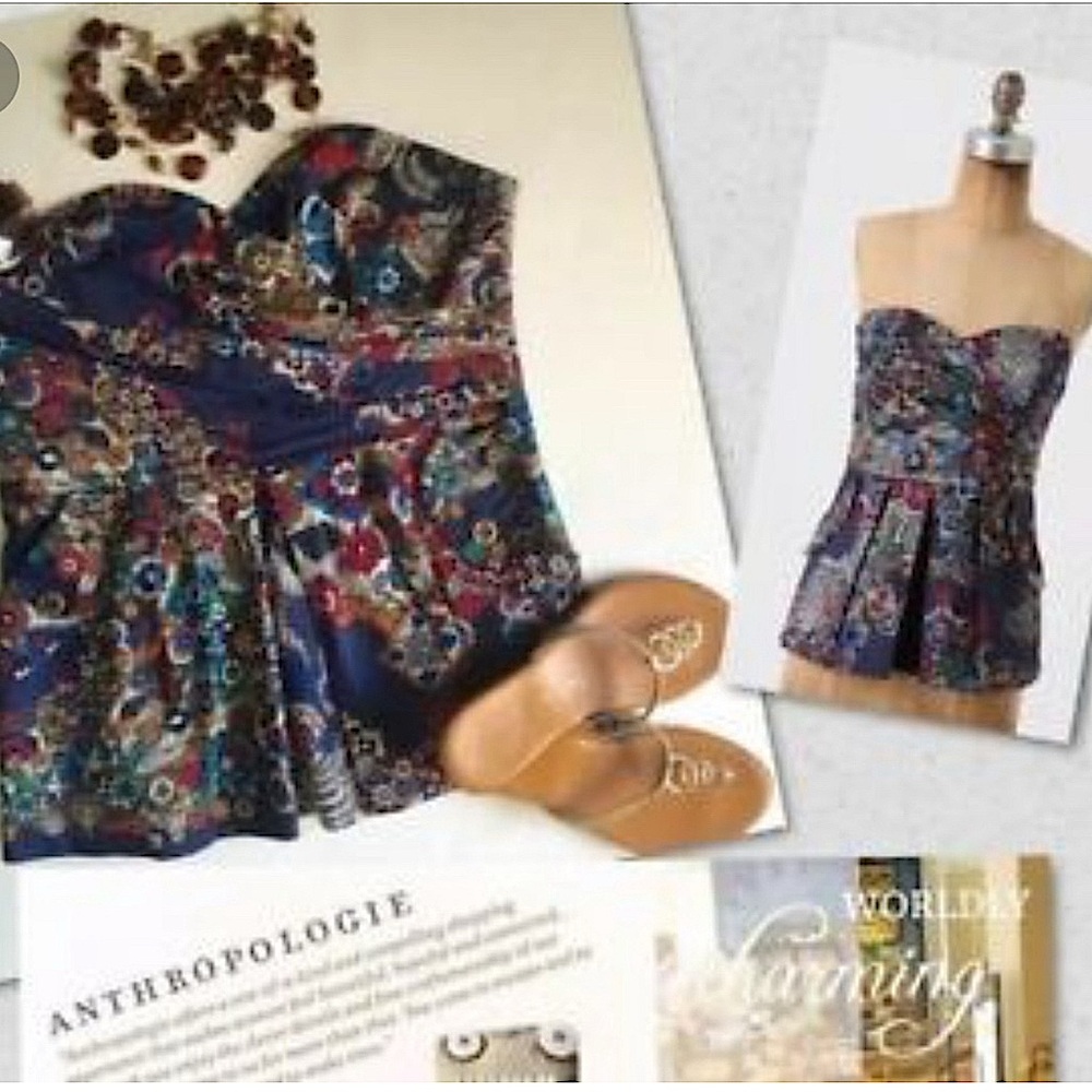 Fei Anthropologie Primula Corset Pleated Strapless Top w Pockets! - Picture 3 of 13